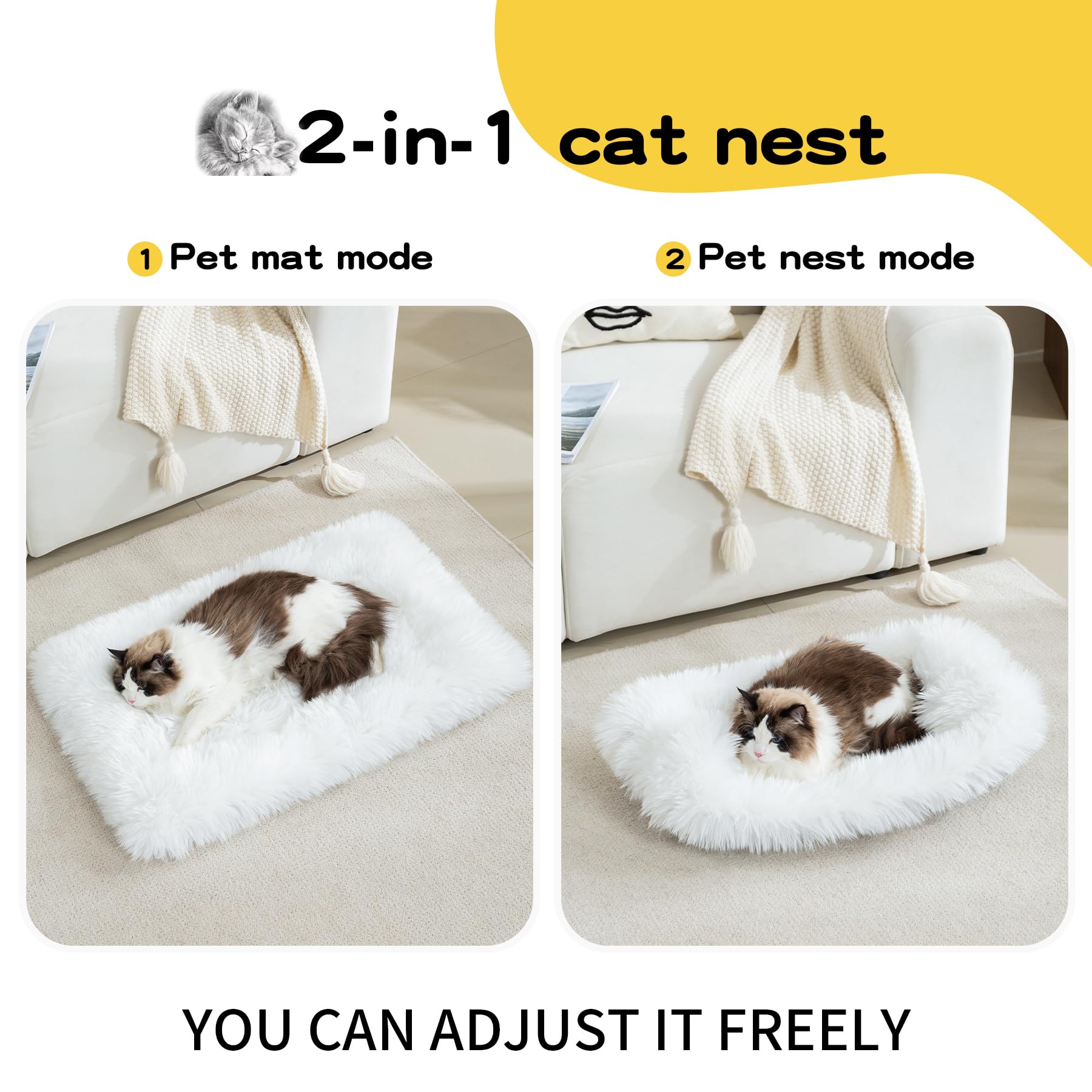 MeiSan self-warming bed mat plush fur closeup highlights softness for pets.