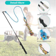 Nylon rope lure on Meieke Flirt Pole for engaging chase sessions.