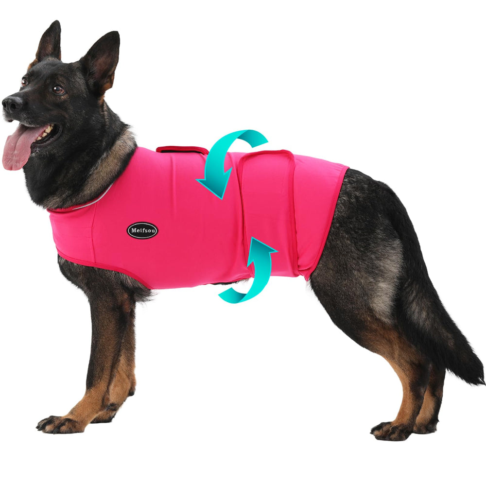 Meifsou Dog Anxiety Vest close-up shows soft fabric for calming comfort.
