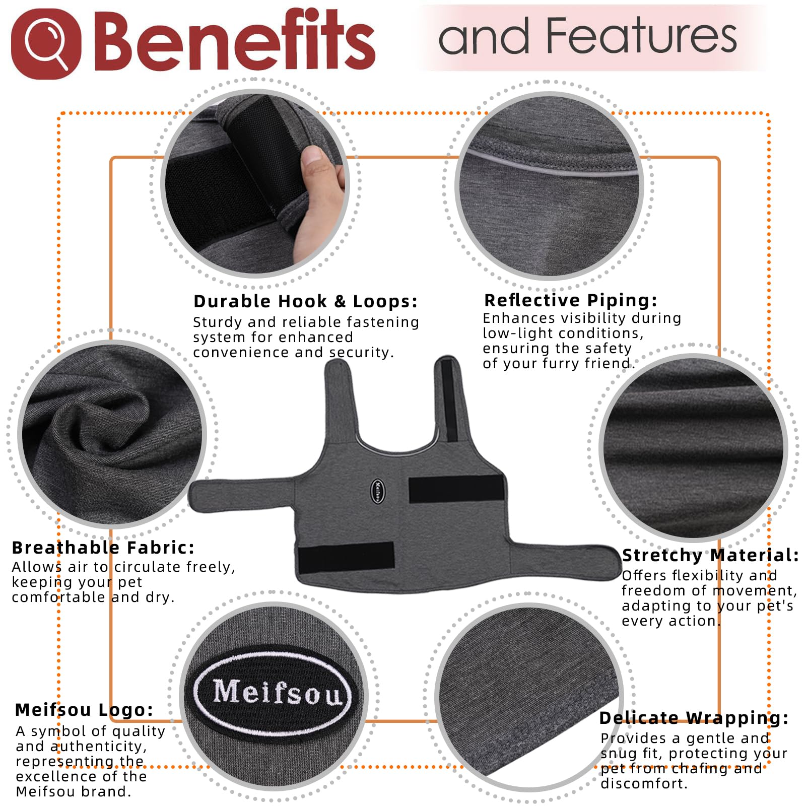 Meifsou Dog Anxiety Vest side-wrapped offers secure fit aiding anxiety relief during storms