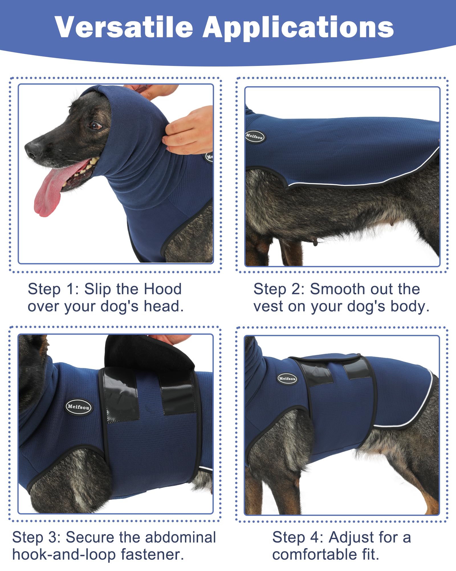 Meifsou anxiety vest strap and hook design reduces noise during wearing.