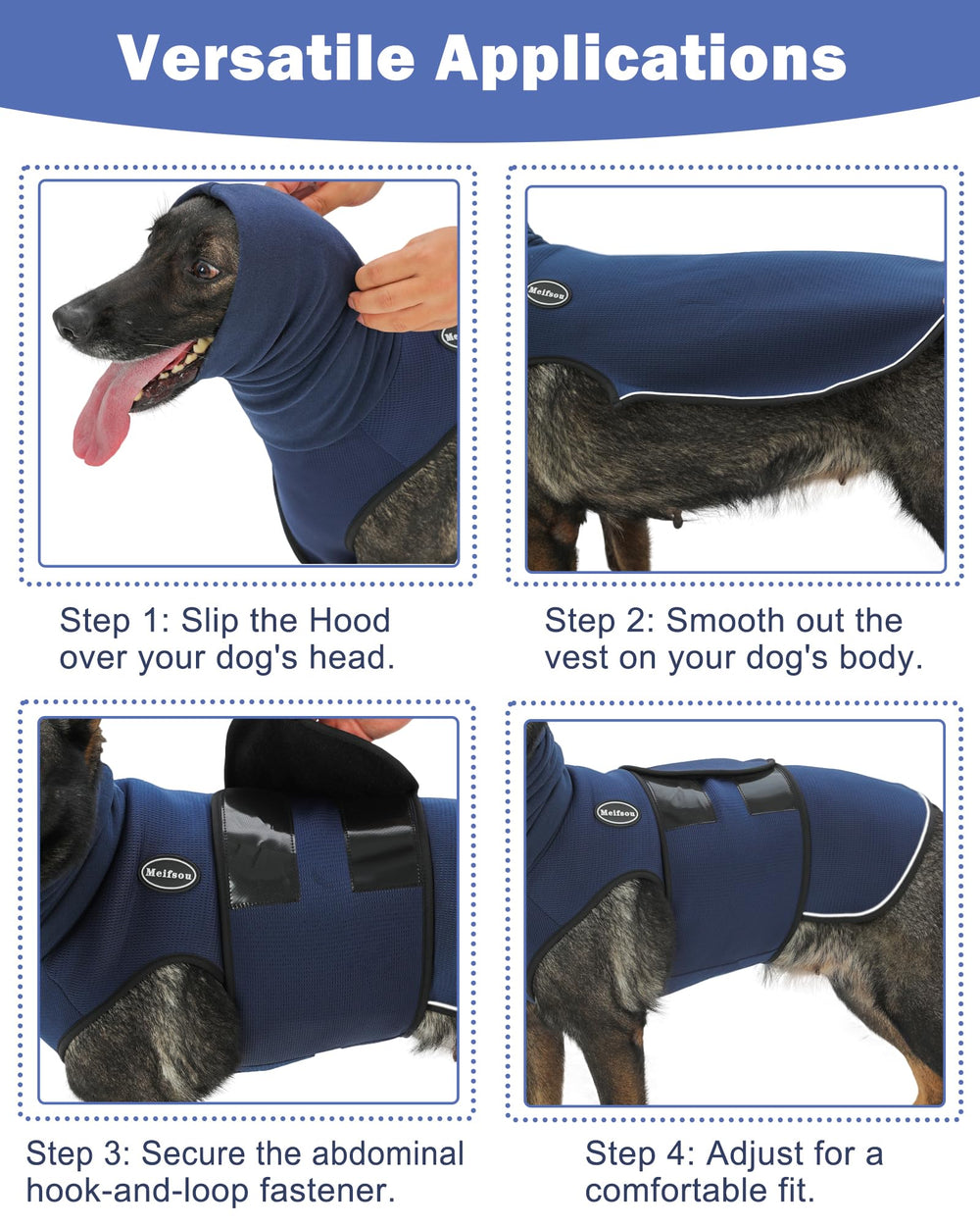 Meifsou anxiety vest strap and hook design reduces noise during wearing.