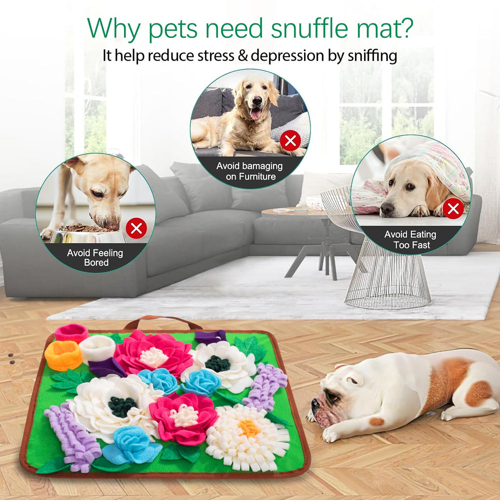Meilzer Snuffle Mat compact-foraging view emphasizes portability for on-the-go enrichment.