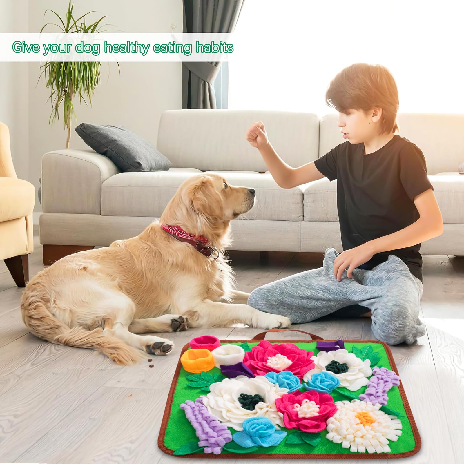 Meilzer Snuffle Mat easy-clean view illustrates machine or hand wash convenience.