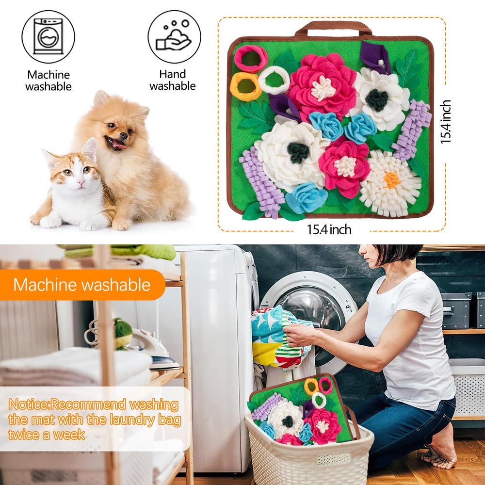 Meilzer Snuffle Mat eco-fleece-durability view signals pet-safe, durable enrichment.