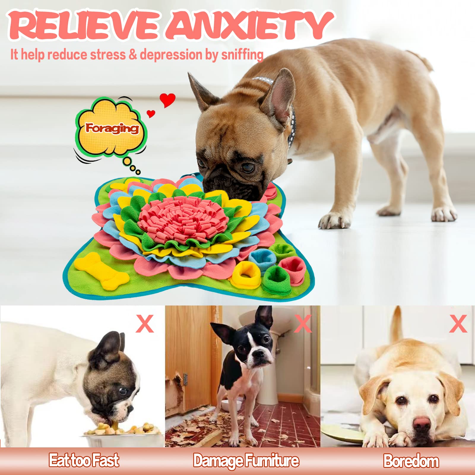 Meilzer Snuffle Mat non-slip base keeps puzzles steady on floors