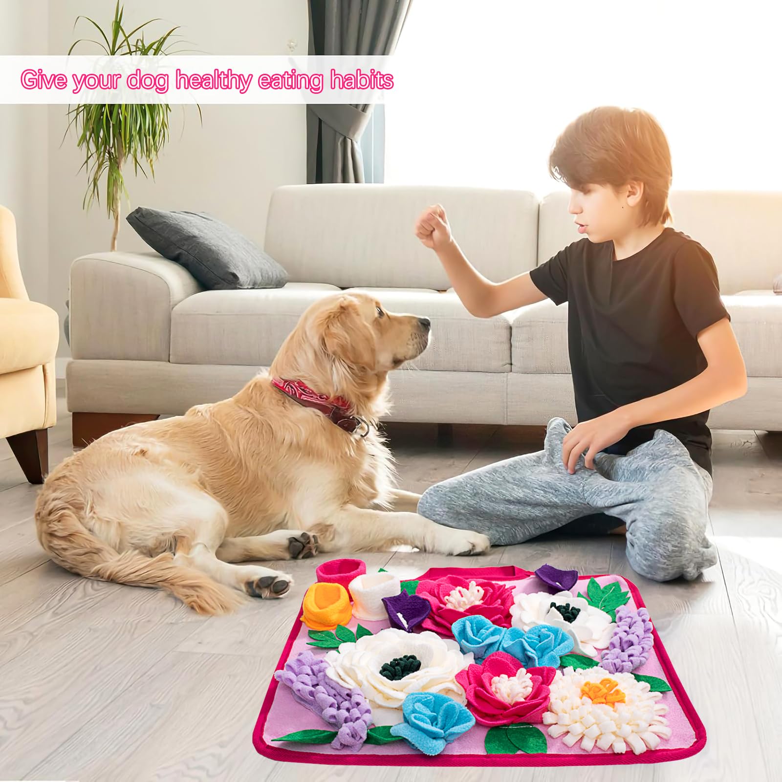 Meilzer Snuffle Mat rose pink easy-clean design simplifies post-meal maintenance.