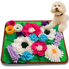Meilzer Snuffle Mat slow-feeder view highlights calmer eating through mindful foraging.
