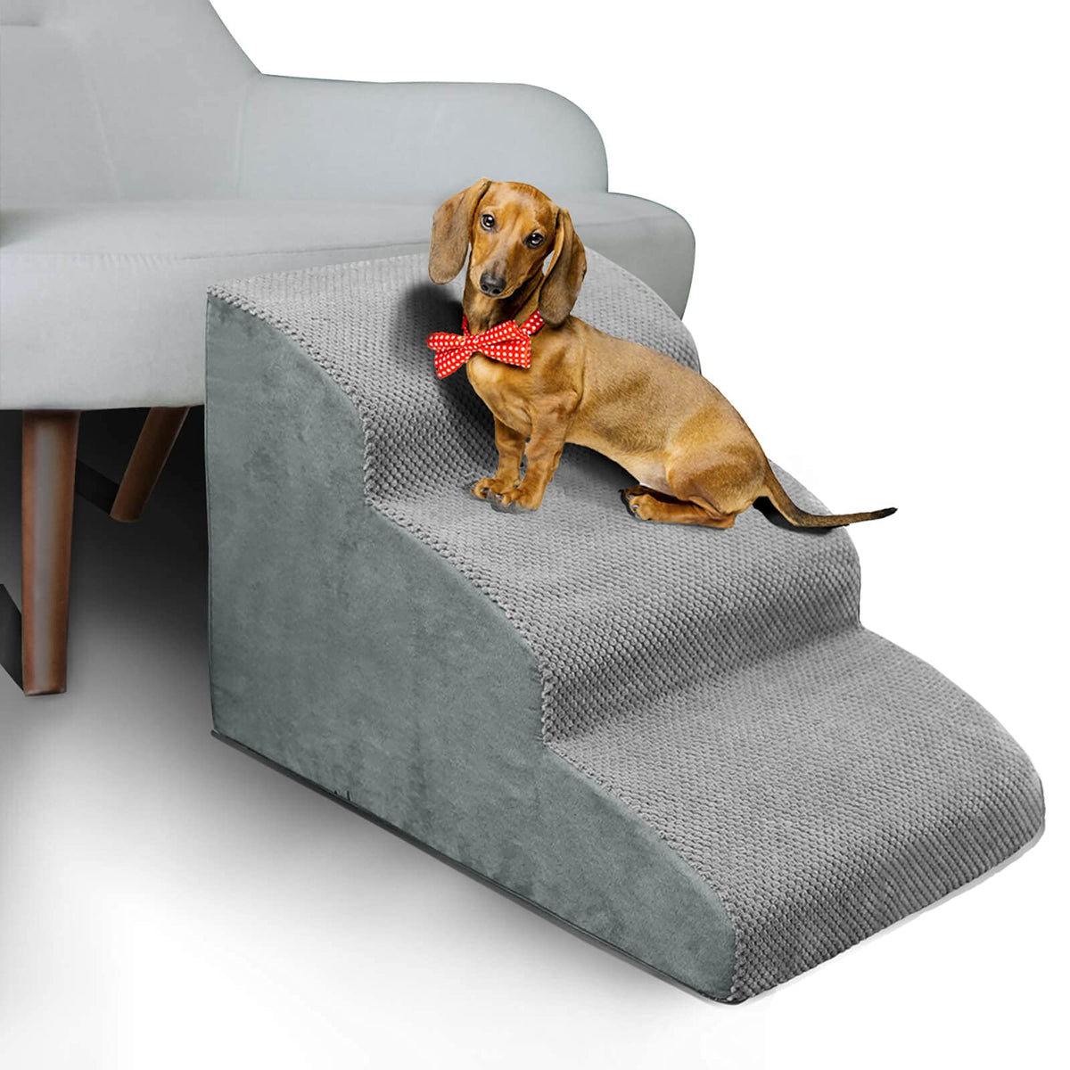 MEJYJEM dog stairs assembly showing easy setup and stable support