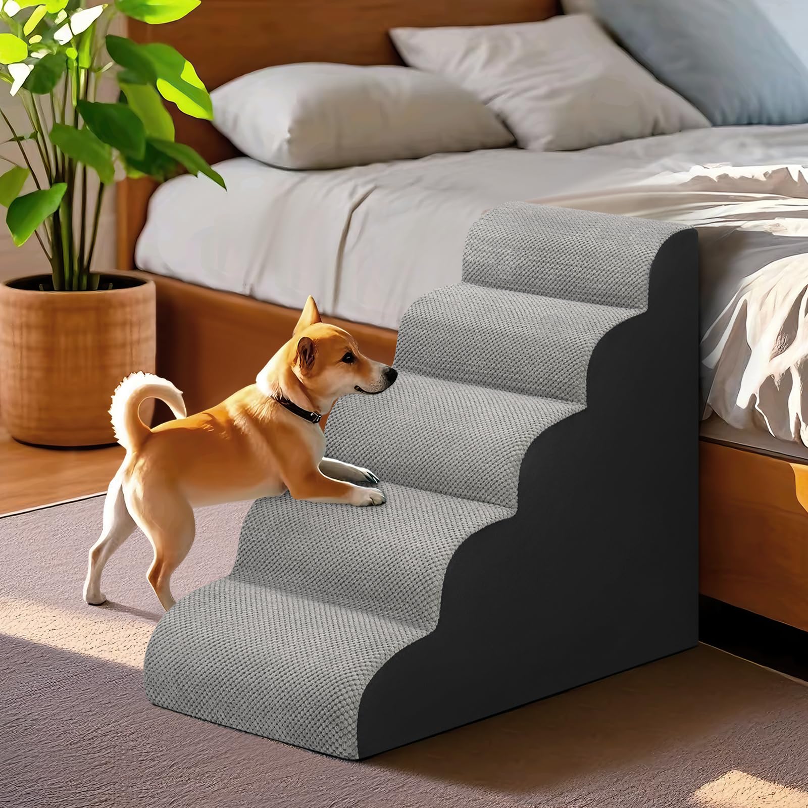 MEJYJEM 5-step stairs help small dogs and cats access high furniture