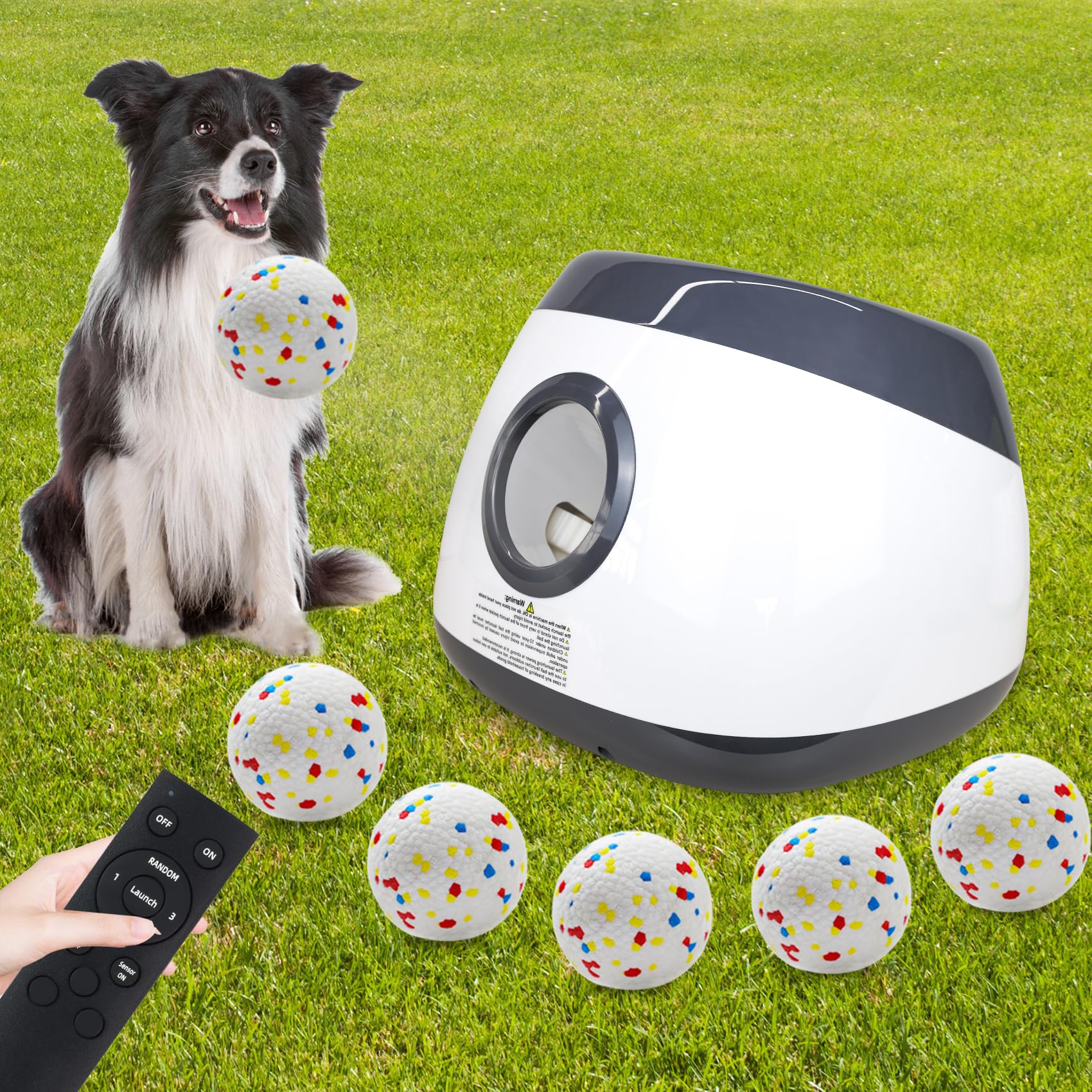 MEKAPLE automatic dog ball launcher front view for hands-free fetch sessions.