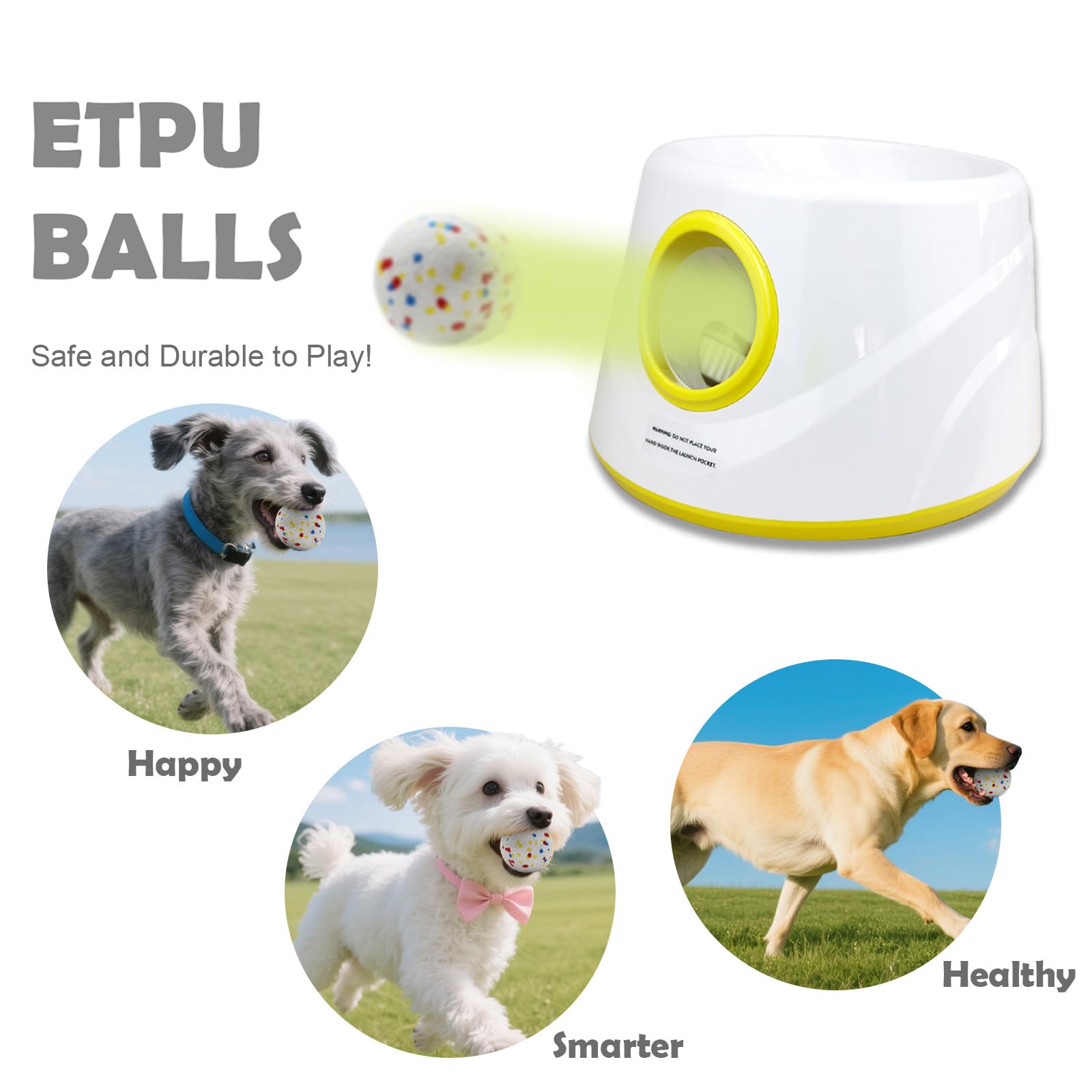 MEKAPLE automatic dog ball launcher side view showing compact housing and portability.