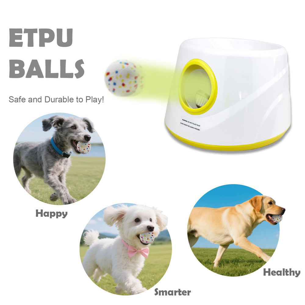 MEKAPLE automatic dog ball launcher side view showing compact housing and portability.