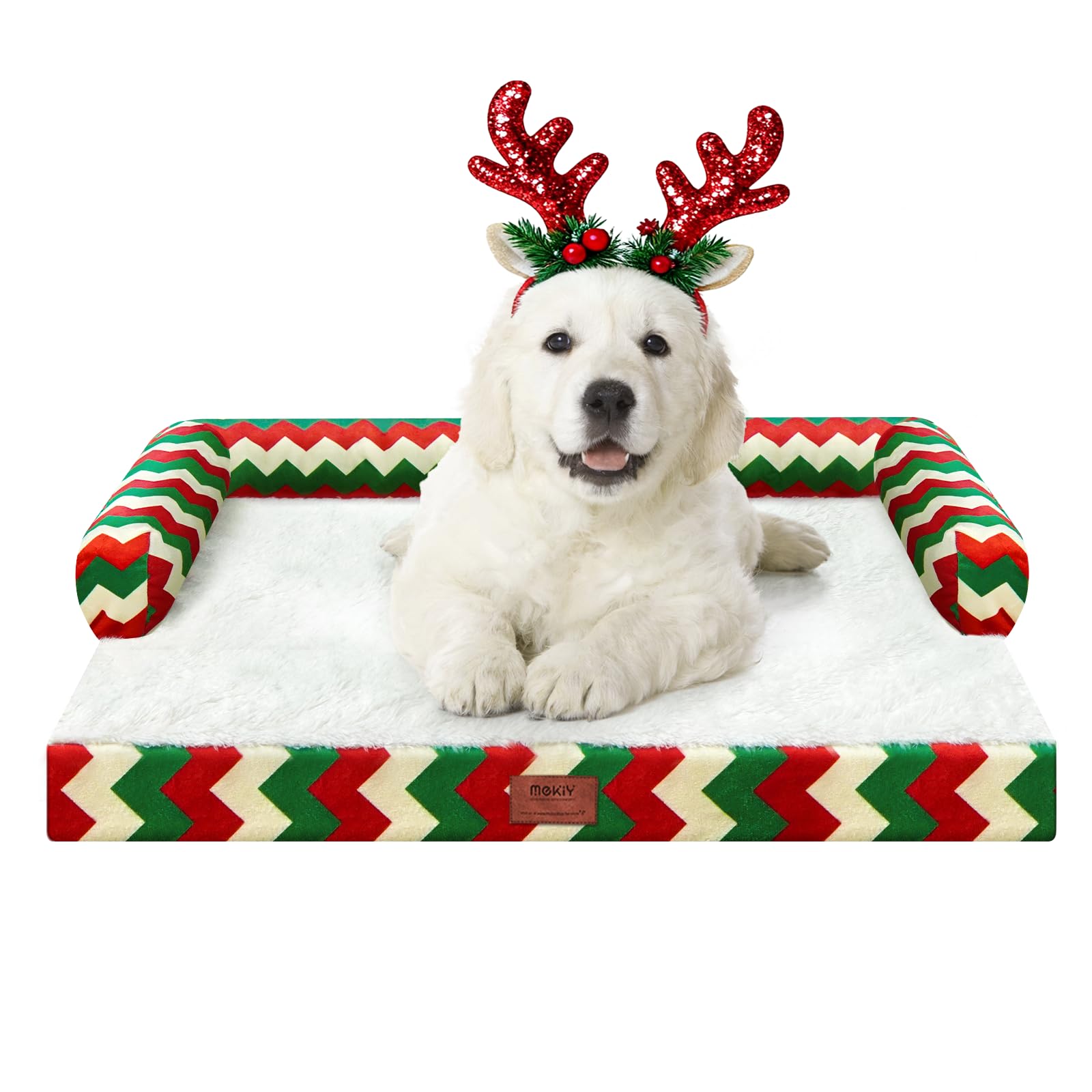 MEKIY Christmas dog bed front view showing ample space for large pets