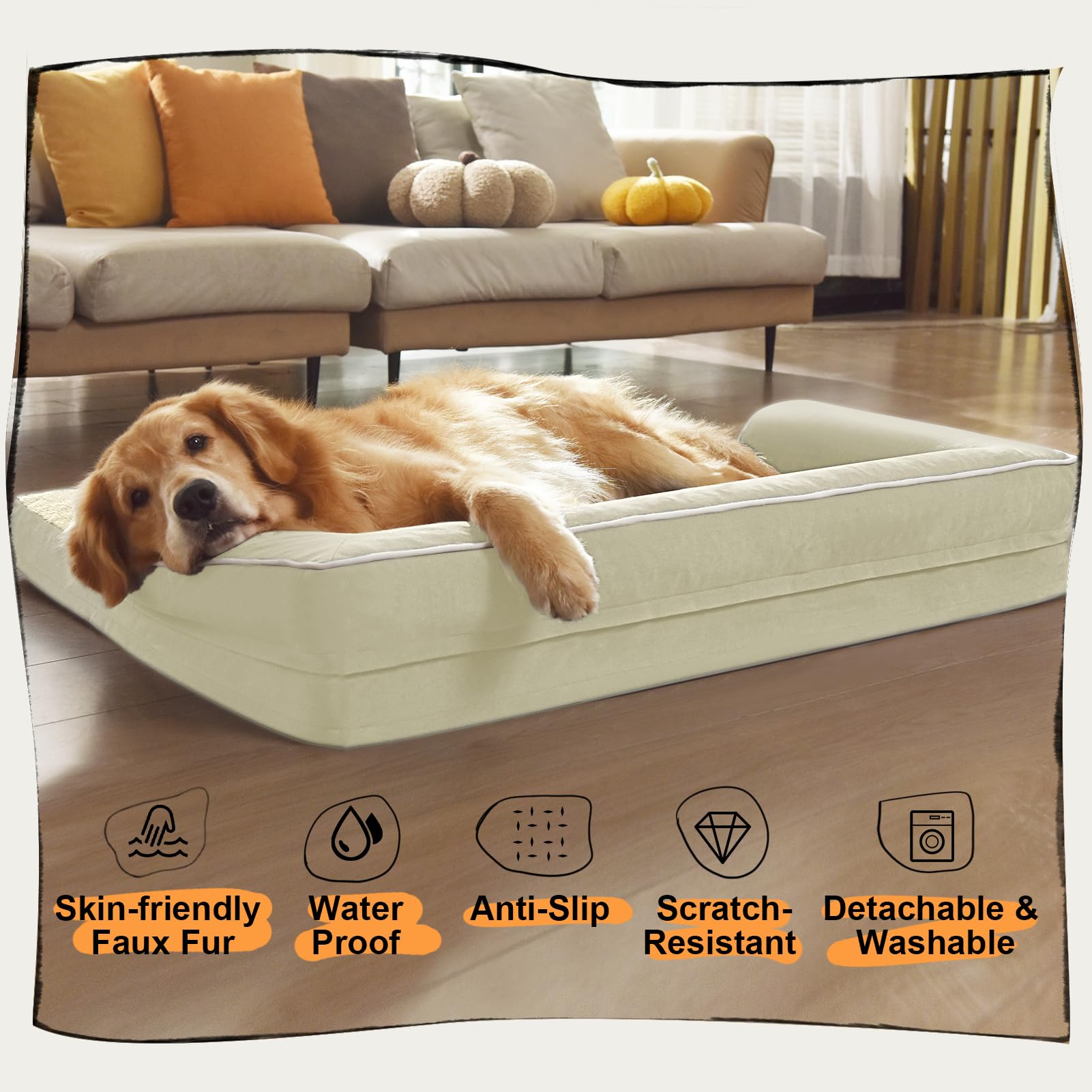 MEKIY dog bed 48x33x7.5 inches fits large dogs