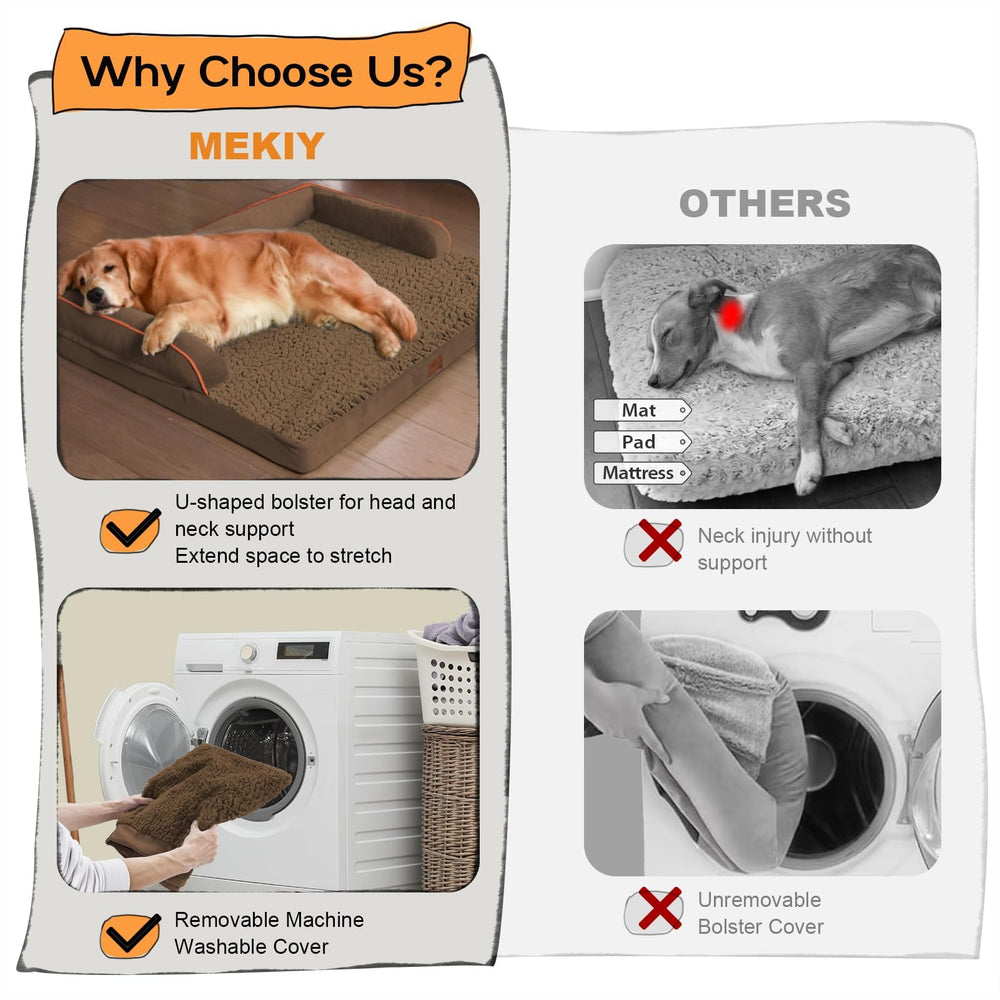 MEKIY dog bed medium removable cover with zipper for easy machine washing.