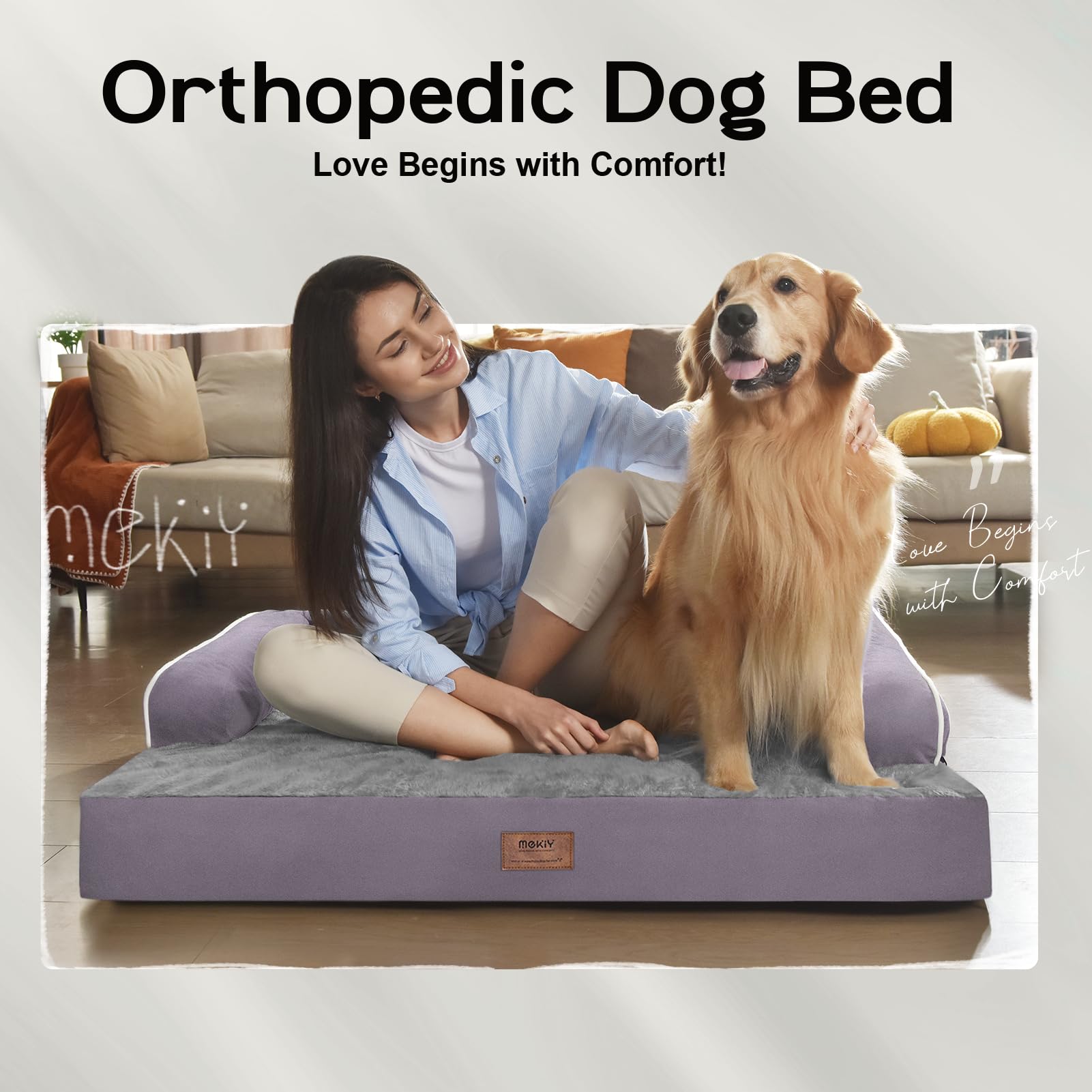 MEKIY non-slip-bottom image keeps the bed stable on tile, wood, or carpet.