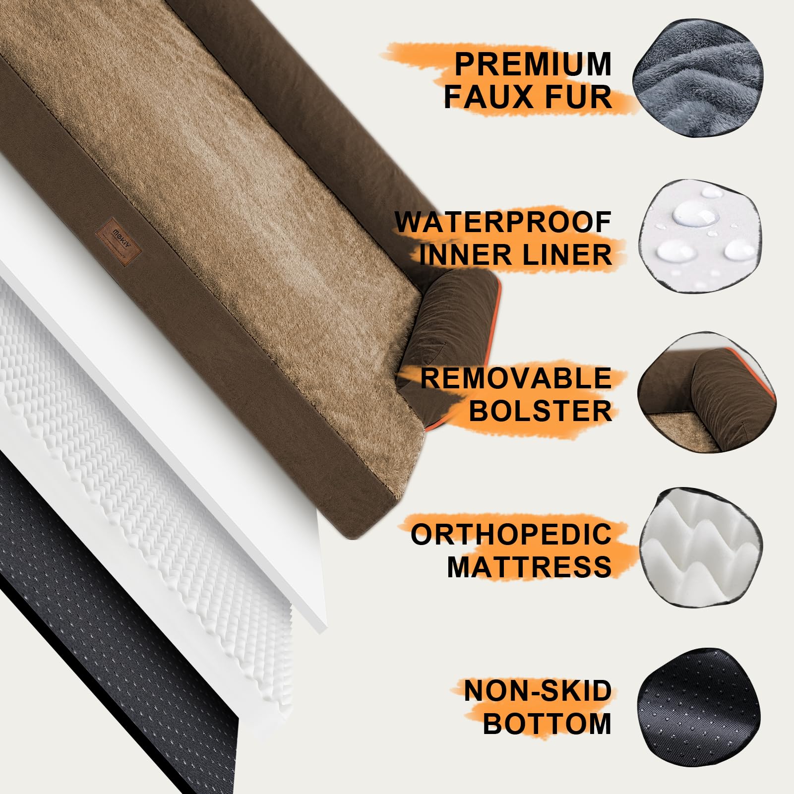 MEKIY non-slip bottom keeps bed in place on slick floors.