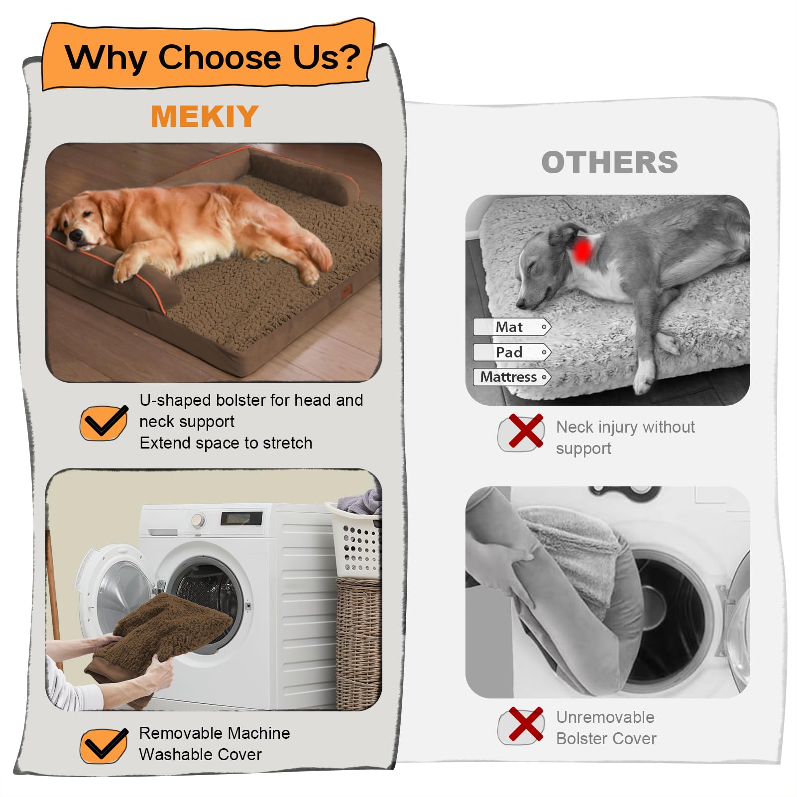 MEKIY dog bed non-slip bottom prevents sliding on floors during naps