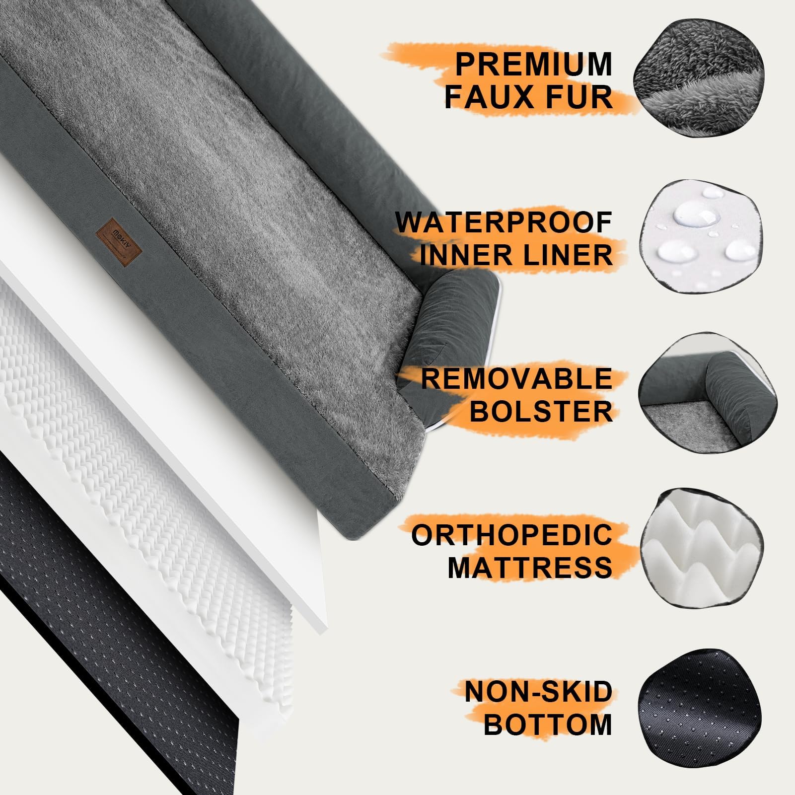 MEKIY non-slip bottom helps keep the bed stable on slick floors.