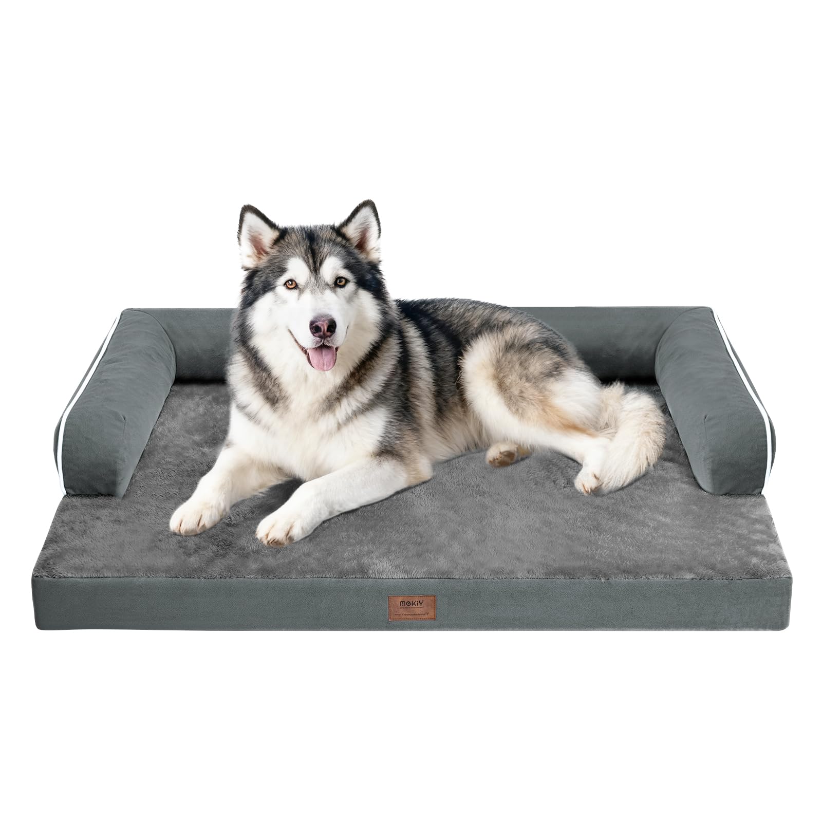 MEKIY large dog bed with orthopedic foam top supports joints during rest.