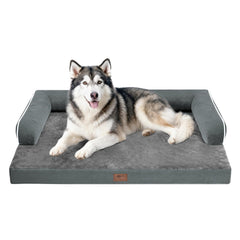 MEKIY large dog bed with orthopedic foam top supports joints during rest.