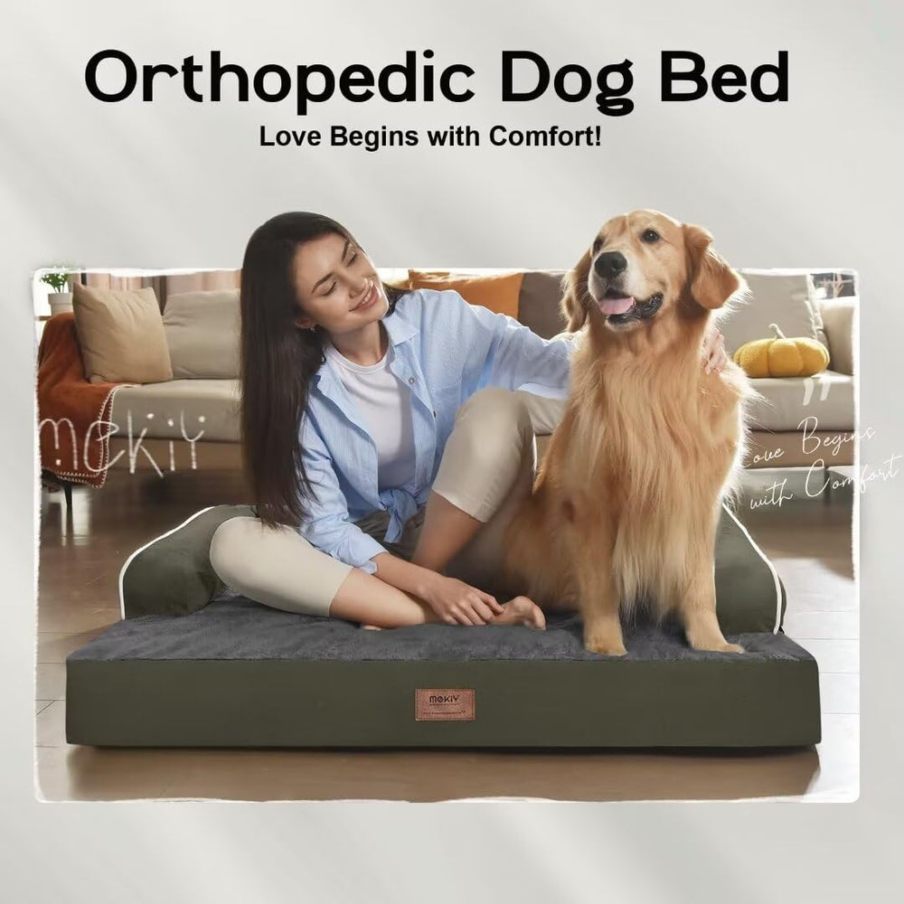 MEKIY large dog bed pillow-support edge aids head alignment.