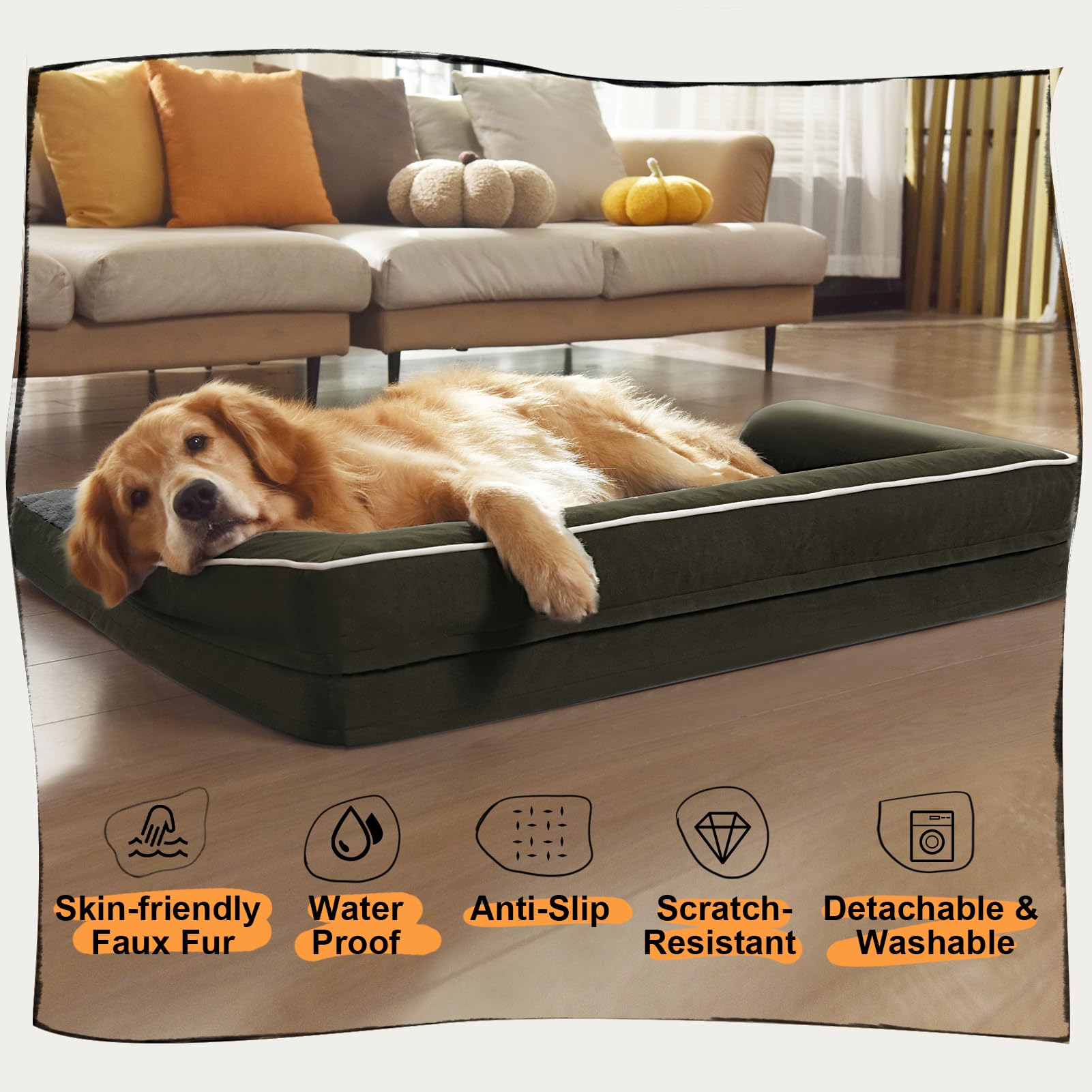 MEKIY dog bed-size-48x33-7-5 fits large dogs up to 110 lbs