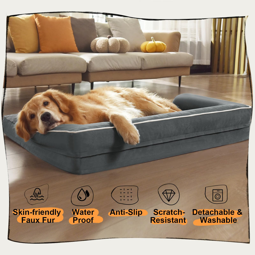 MEKIY large-size bed measures 48x33x7.5 inches for dogs up to 110 pounds.