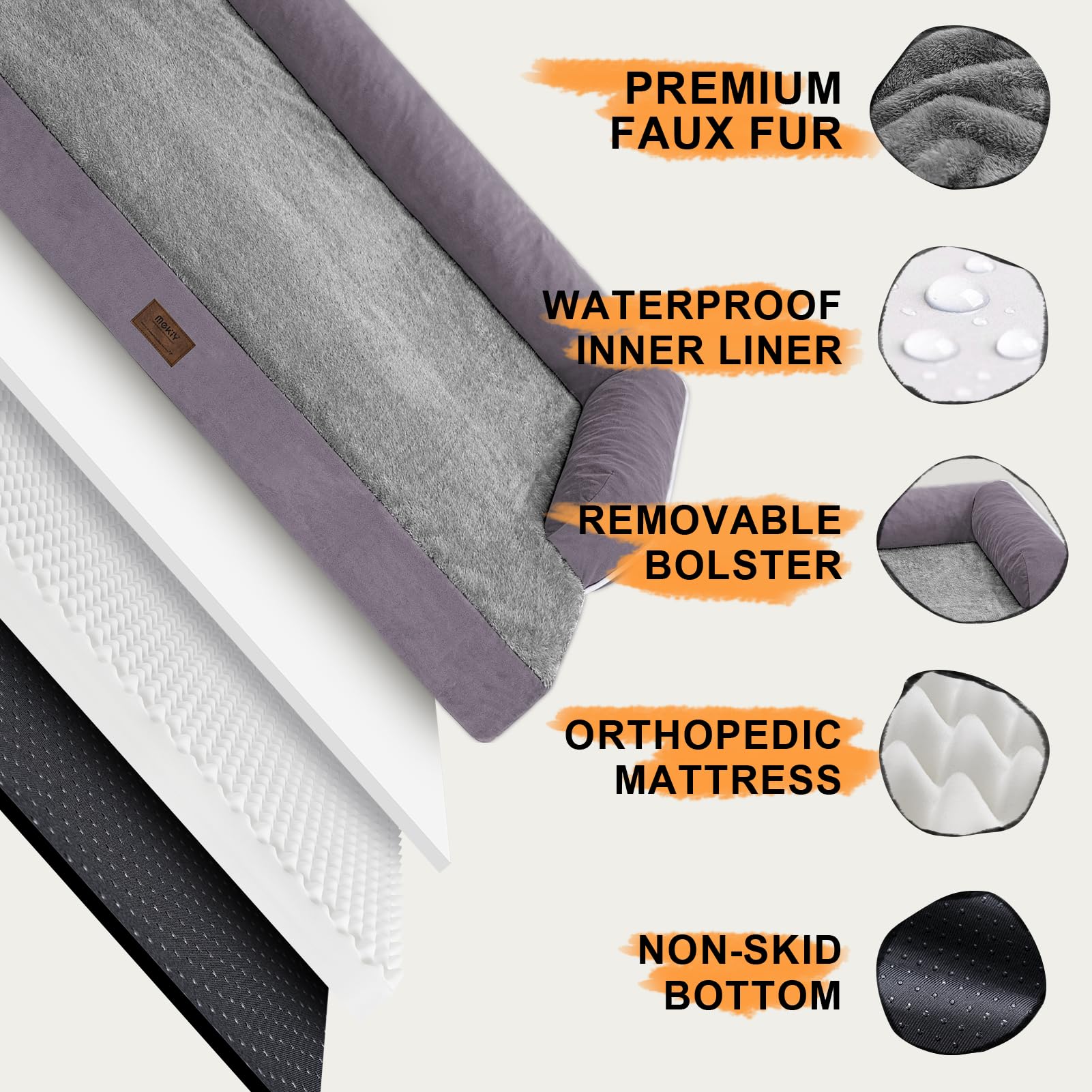 MEKIY size-guide image helps you pick the right fit for dogs up to 110 pounds.