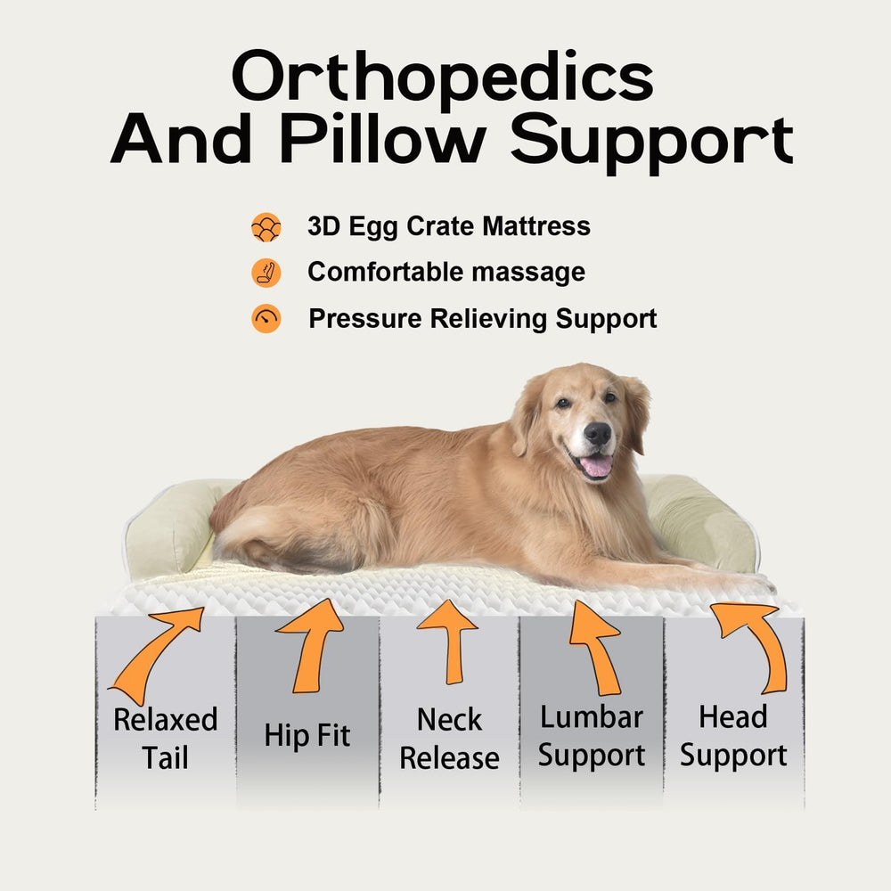 MEKIY dog bed with U-shaped bolster offering neck support for restful naps