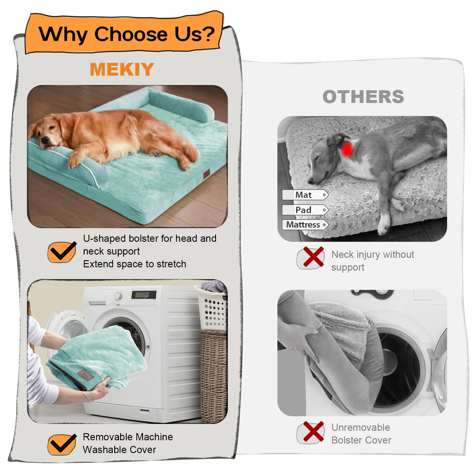 MEKIY U-shaped bolster supports head and neck alignment