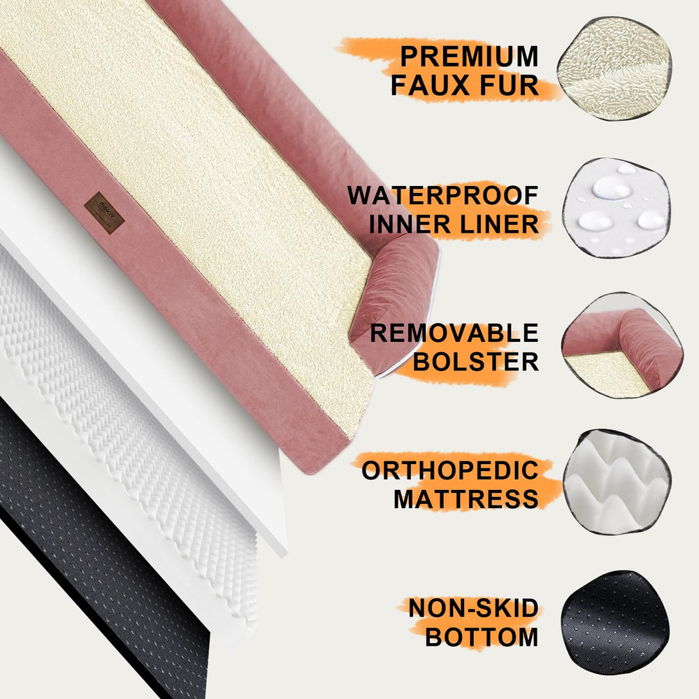 MEKIY dog bed-u-shaped-bolster provides extra head and neck support for relaxed lounging.