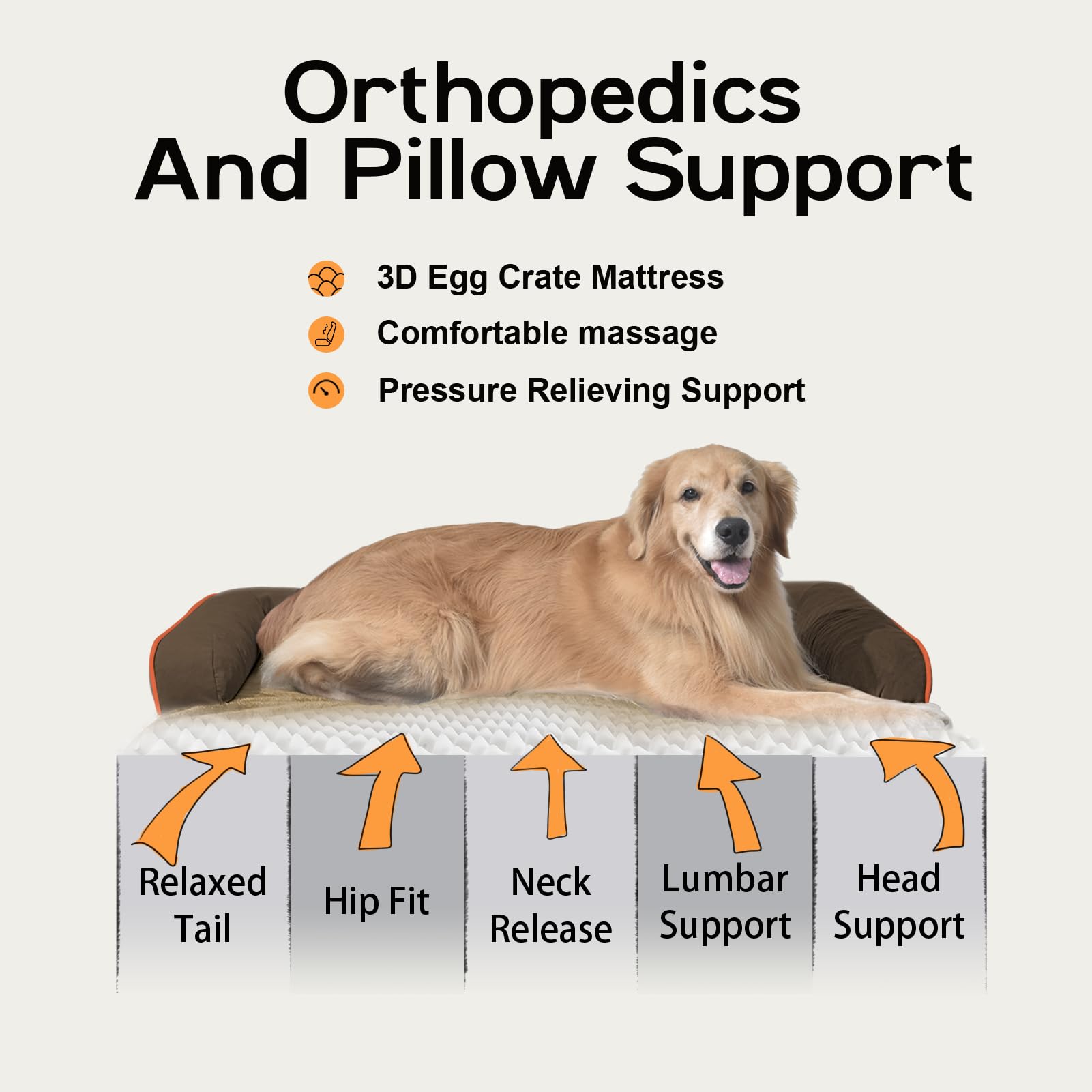 MEKIY dog bed with U-shaped bolster supports head and neck for relaxed lounging.
