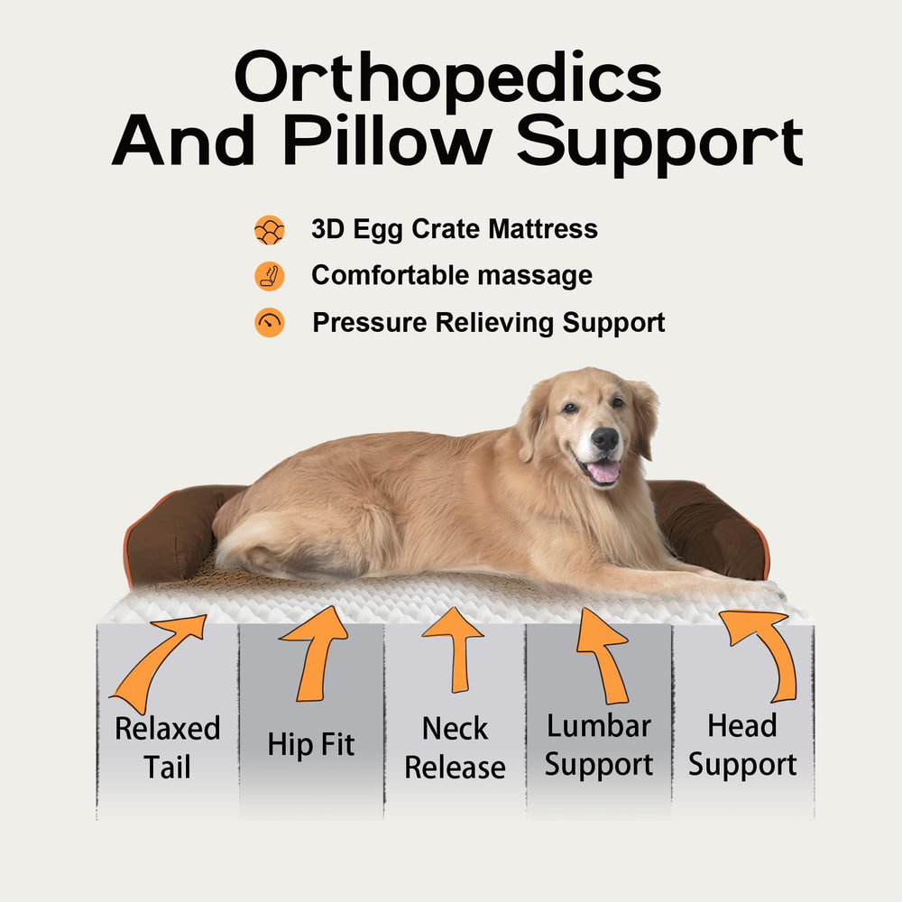 MEKIY dog bed with U-shaped bolster provides head and neck support.