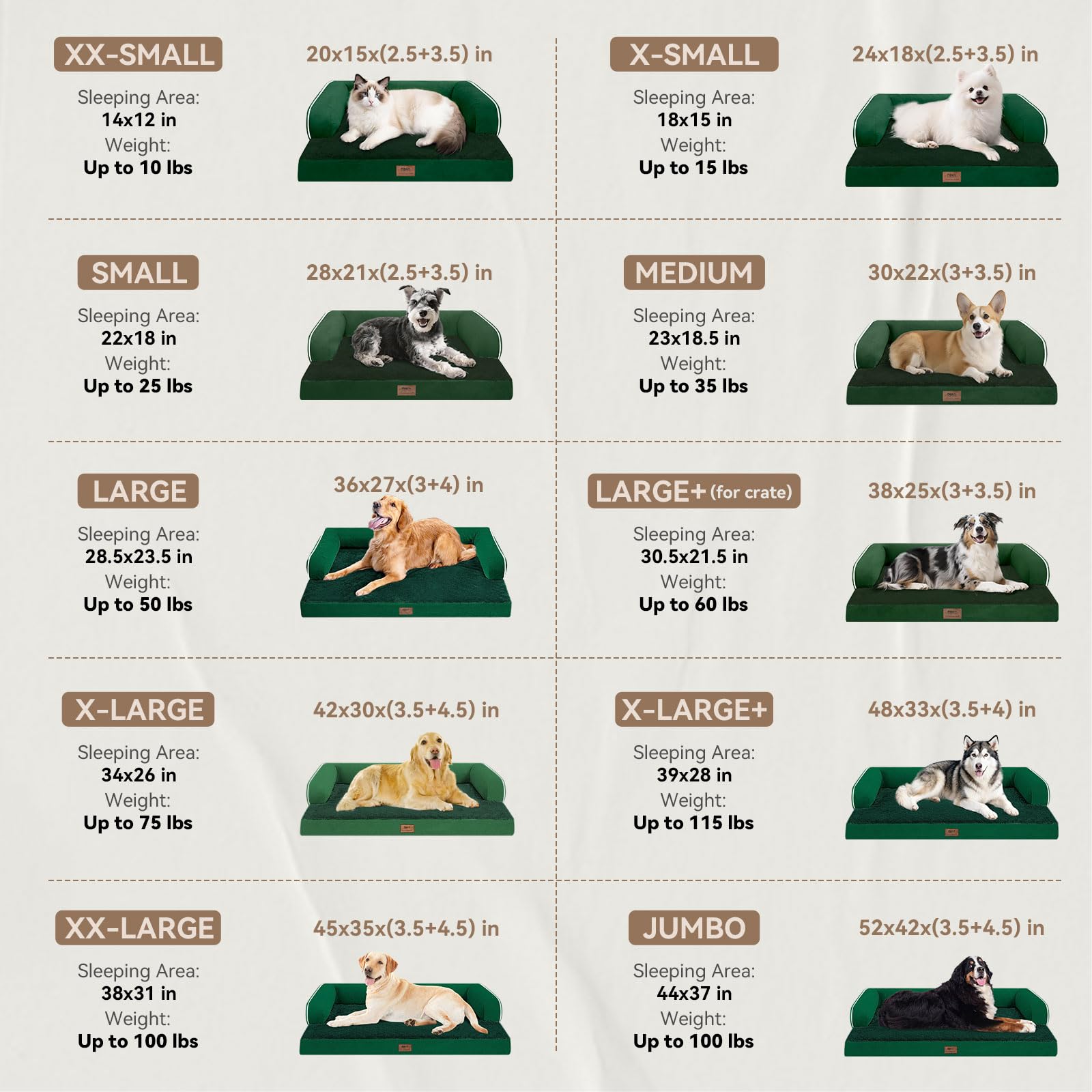 MEKIY emerald dog bed with side bolster supports head and neck
