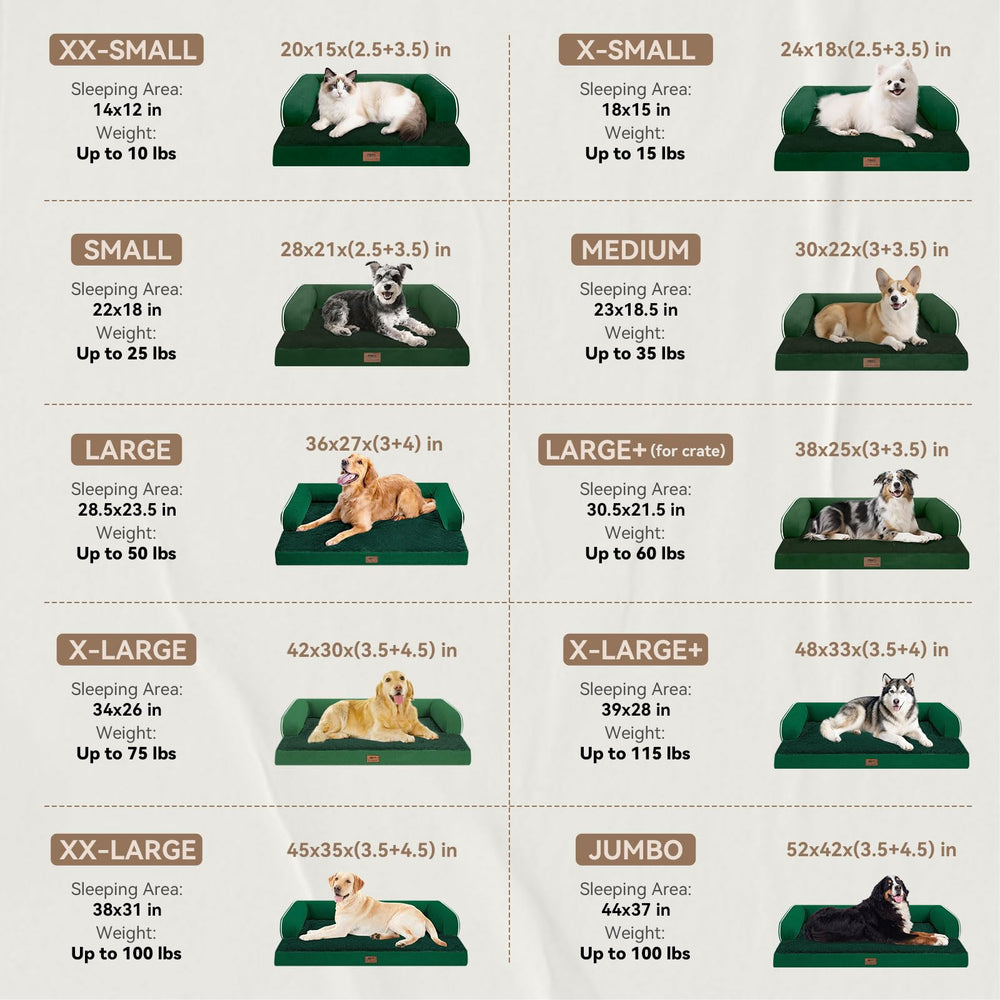 MEKIY emerald dog bed with side bolster supports head and neck