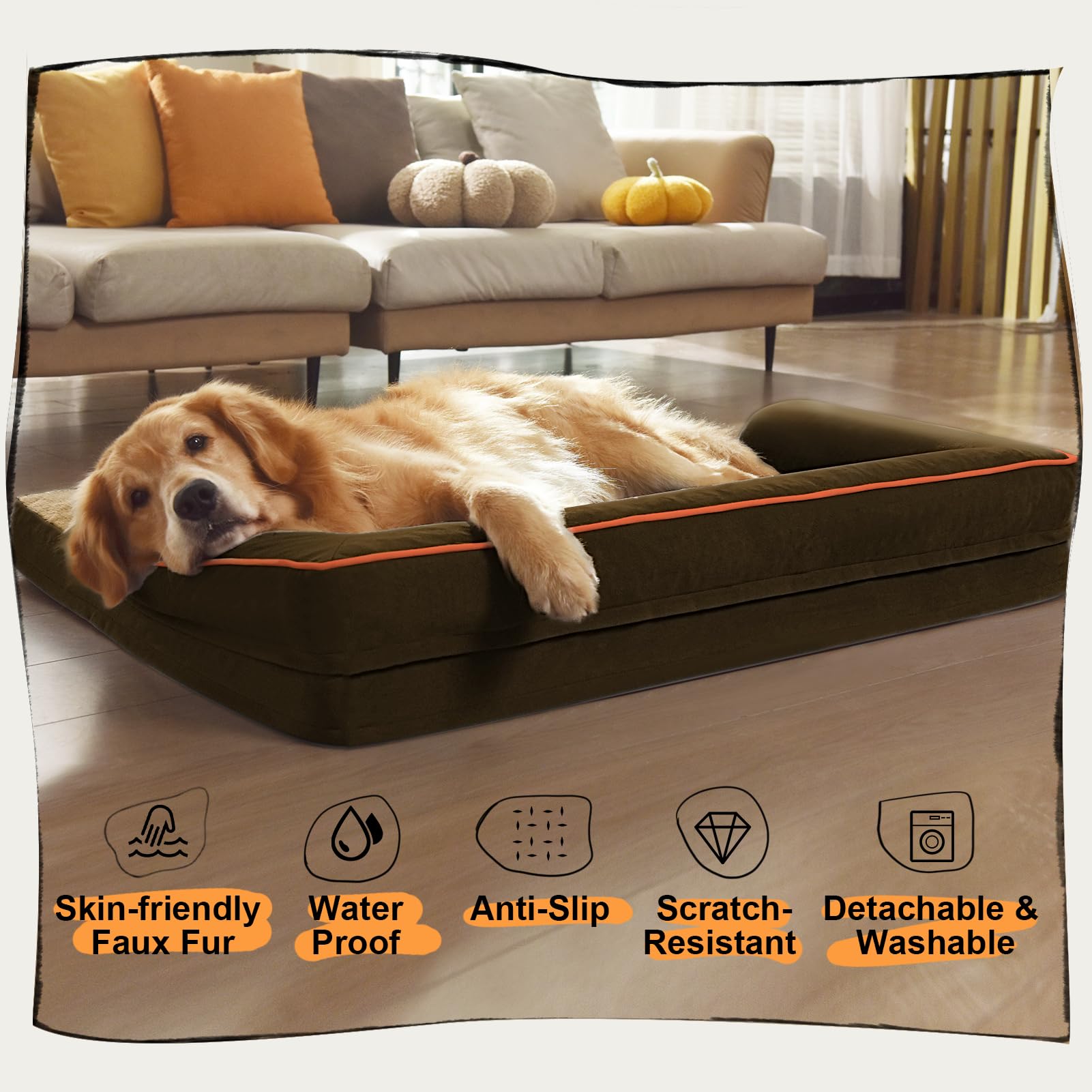 MEKIY 48x33x7.5 inch size fits larger breeds comfortably.