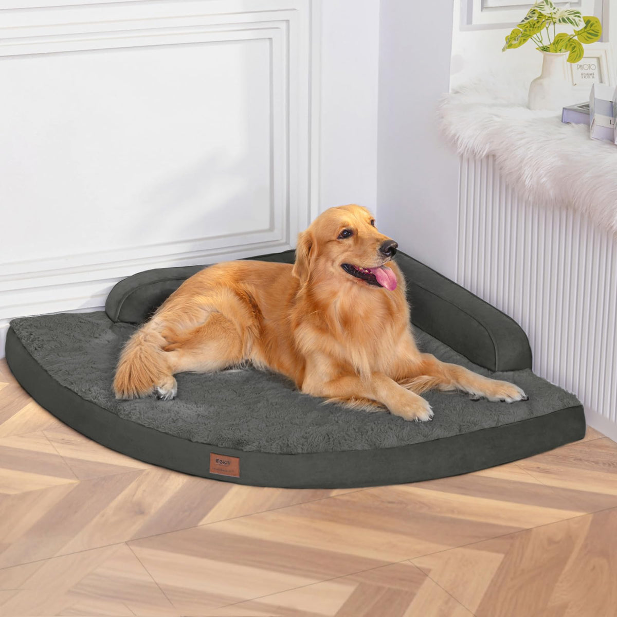 MEKIY large dog bed with egg-crate memory foam for joint relief.