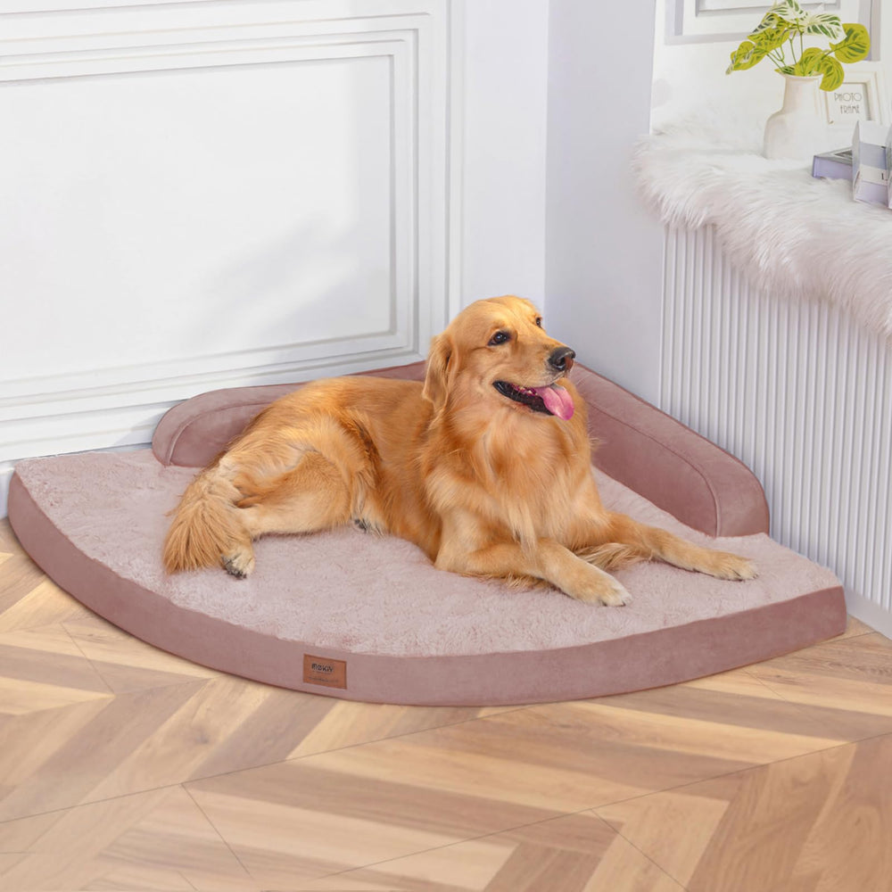 MEKIY large dog bed with egg-crate foam provides joint-supporting comfort.