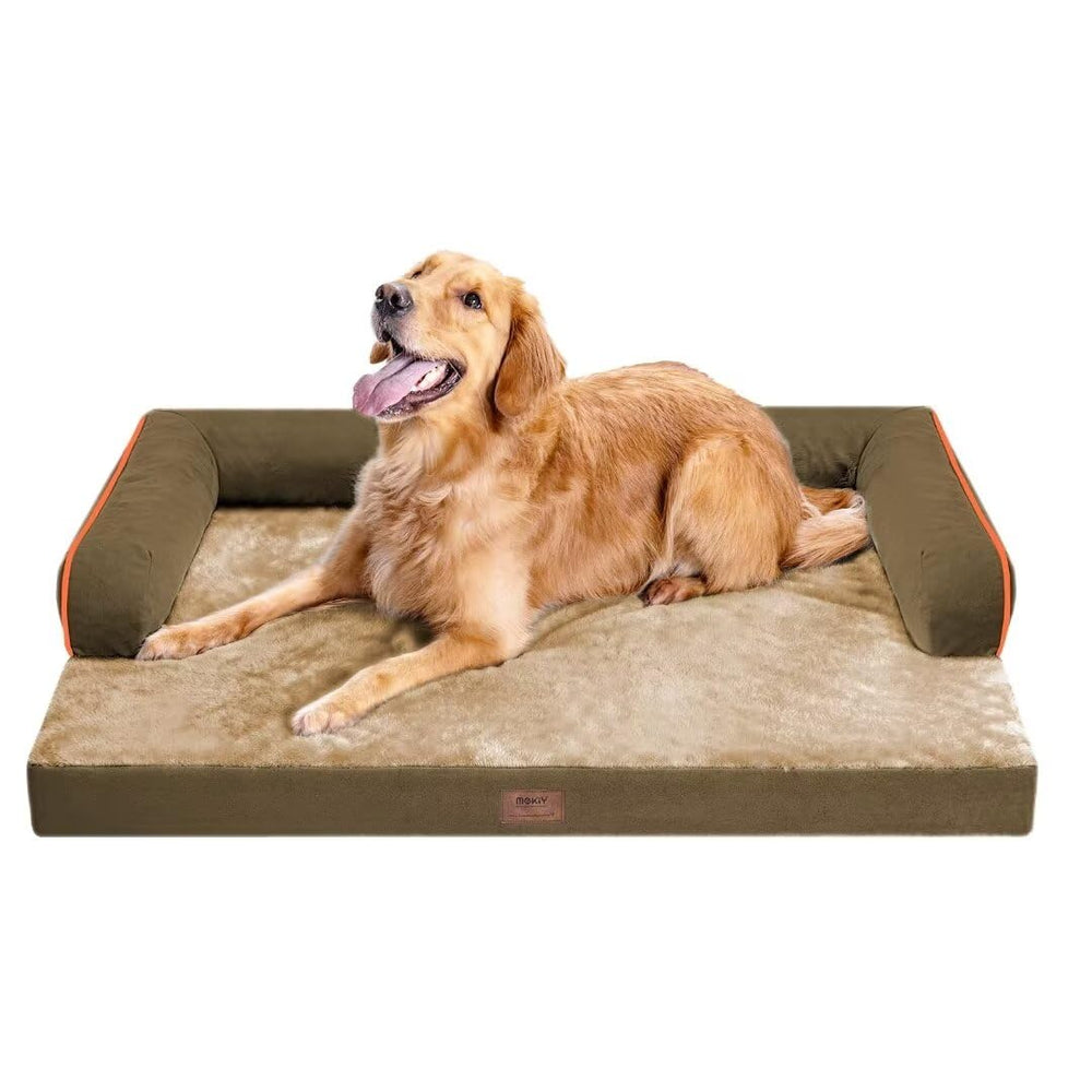 MEKIY large dog bed front view for roomy lounging and post-play recovery