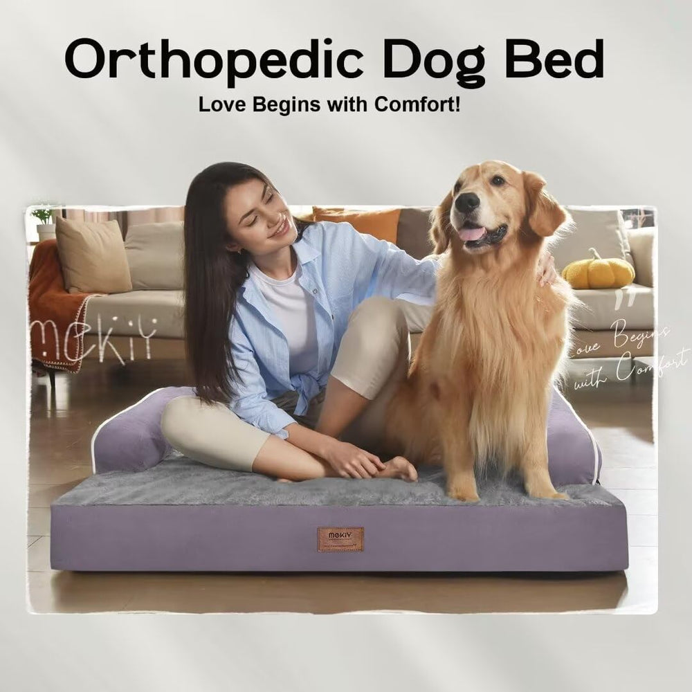 MEKIY large dog bed non-slip bottom ensures stable placement on floors.