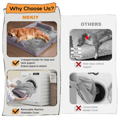 MEKIY large dog bed features removable zipper cover for easy cleaning.