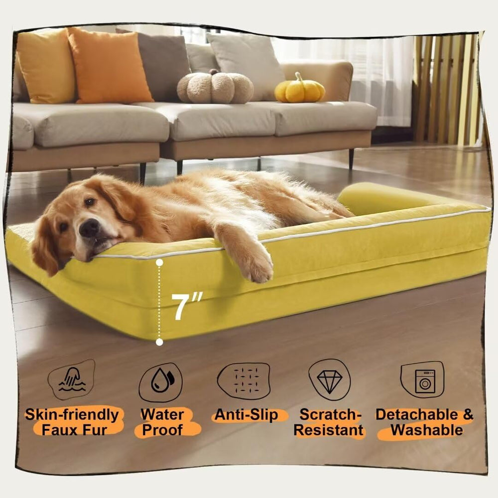 MEKIY bed in soft velvet fabric adds cozy comfort.