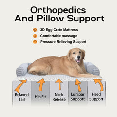 MEKIY large dog bed shows U shape bolster supporting neck comfort during rest.