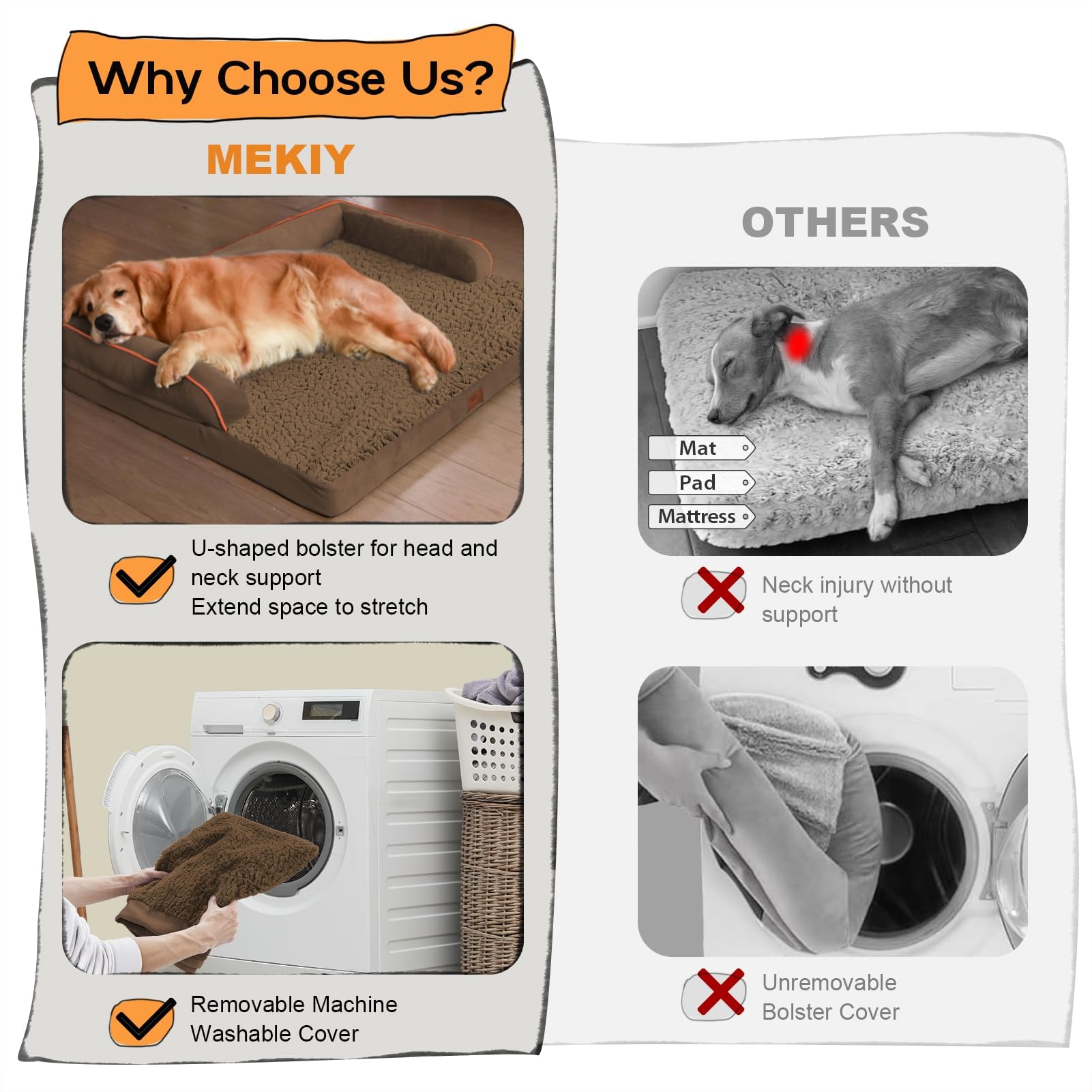 MEKIY removable cover with zipper for easy machine washing