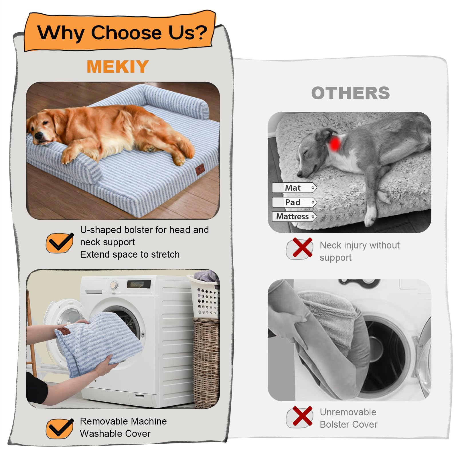 MEKIY removable machine-washable cover for easy cleaning and care