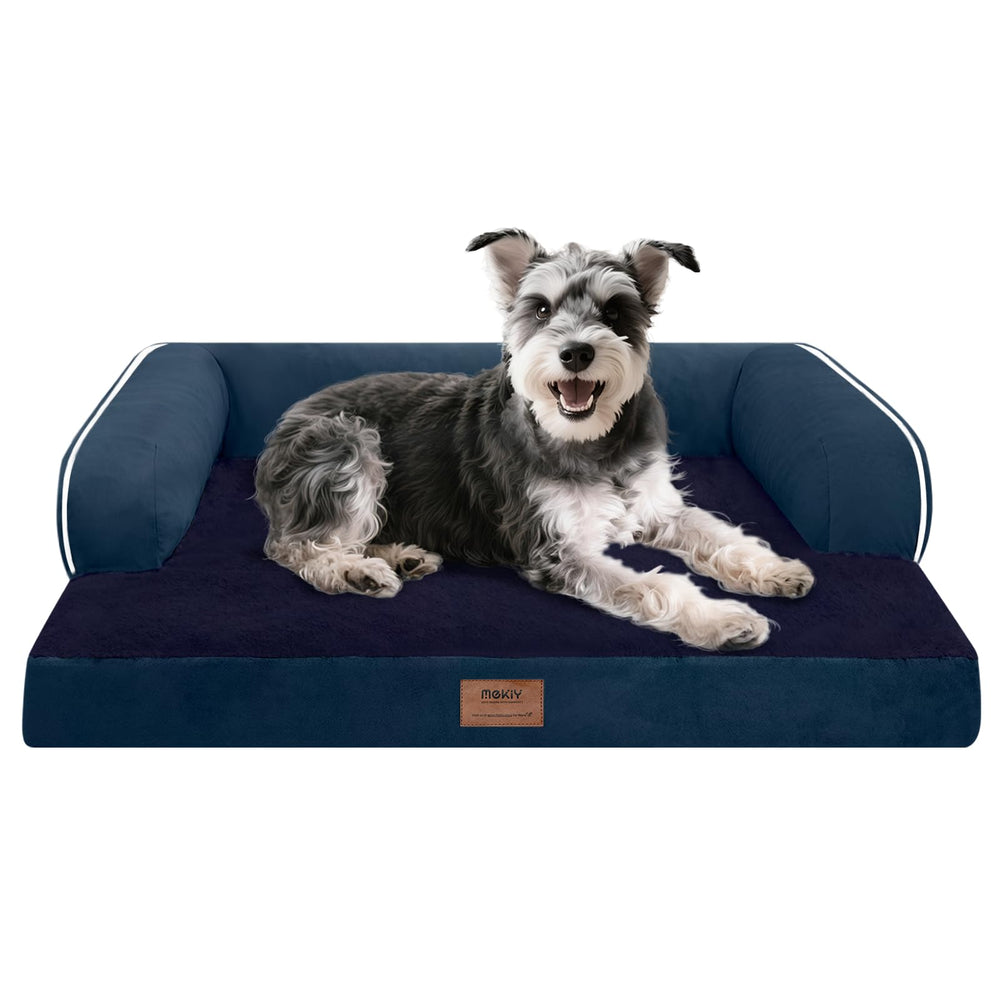 MEKIY small dog bed orthopedic bolster close-up shows neck support for restful naps