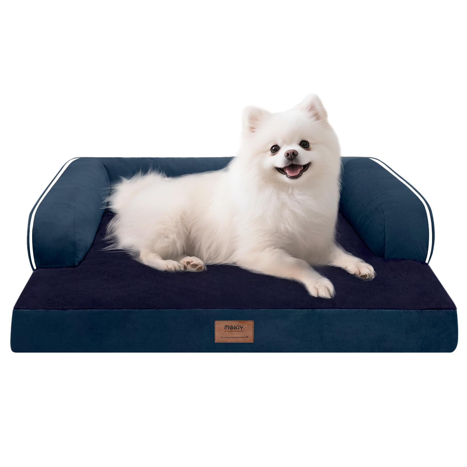 MEKIY small dog bed with orthopedic support cushions neck and spine for cozy lounging.