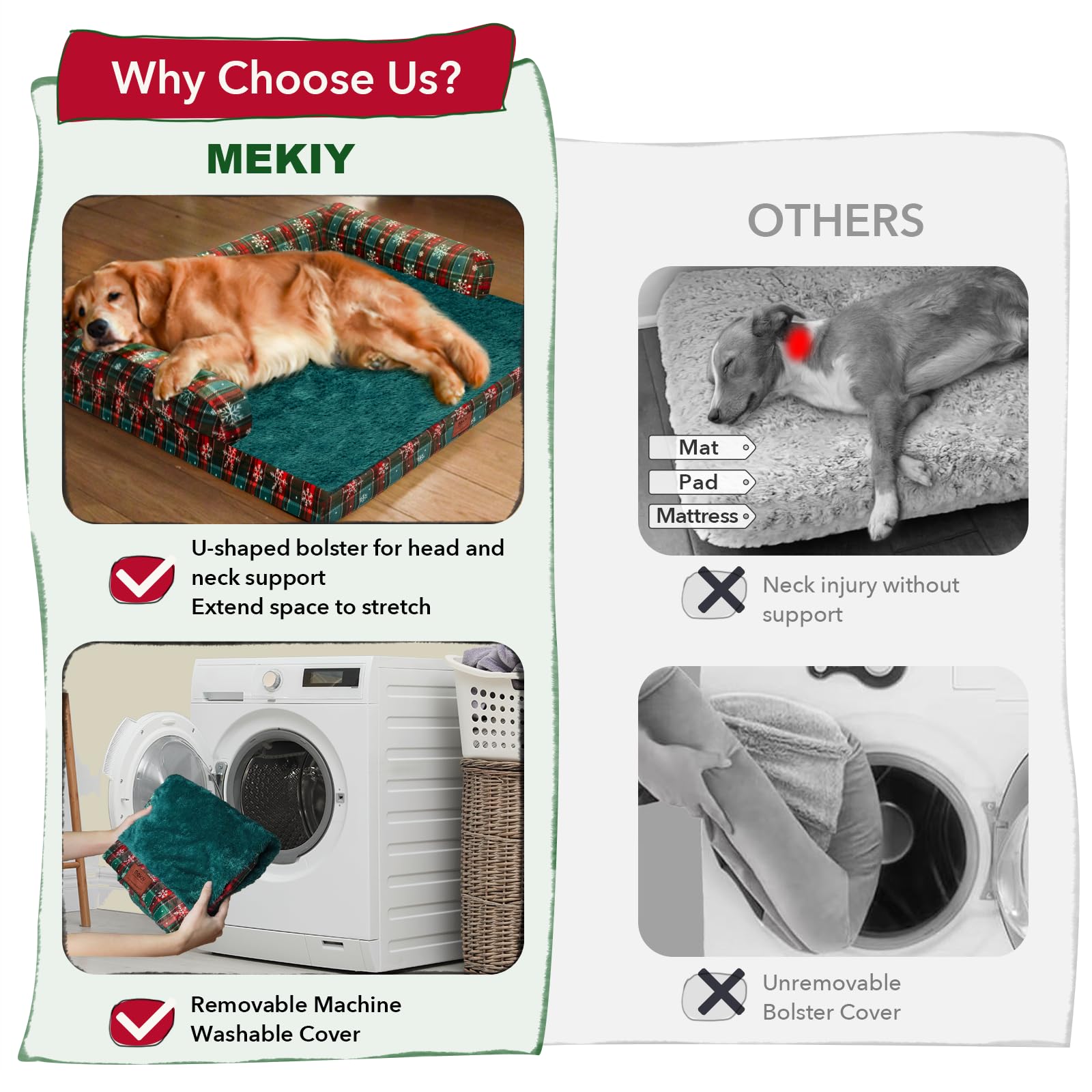 MEKIY waterproof-dog-bed-cover protects foam from spills and accidents.